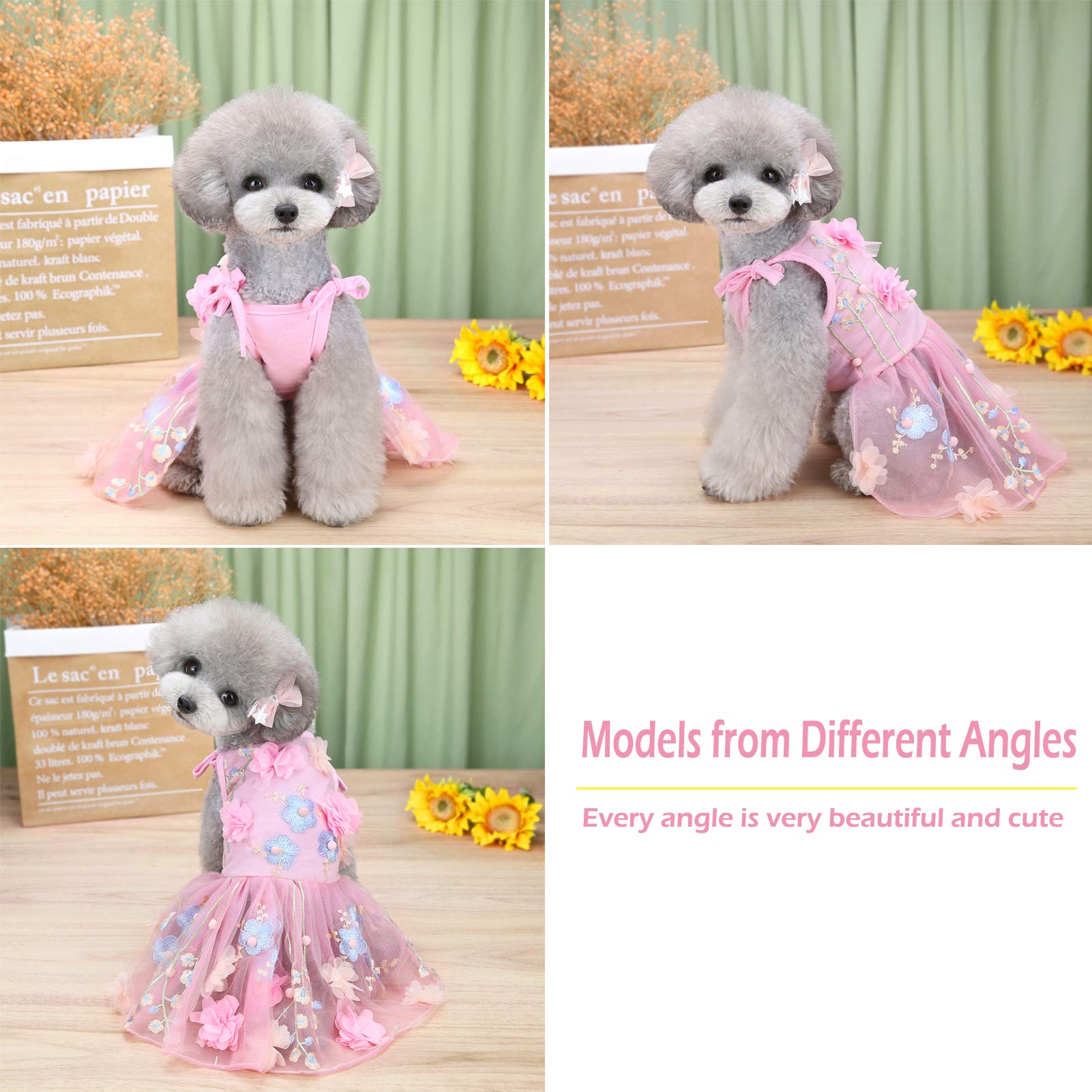 Amazon.com : SEIS Flower Lace Dog Dress Cat Princess Suspender